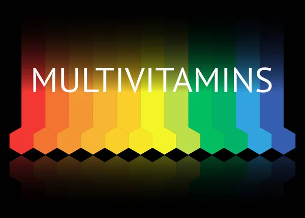 Multivitamine étiquette inspiration, icône concept vitamines, vecteur isolé — Image vectorielle