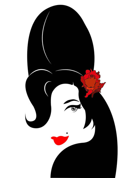 Amy Winehouse - minimalist version, vector portrait of jazz singer, isolated or white background 