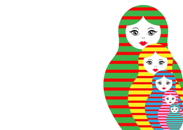 Matryoshka pictogram instellen Russische broedende pop met gekleurde gestreepte ornament, vectorillustratie, geïsoleerd of witte achtergrond — Stockvector