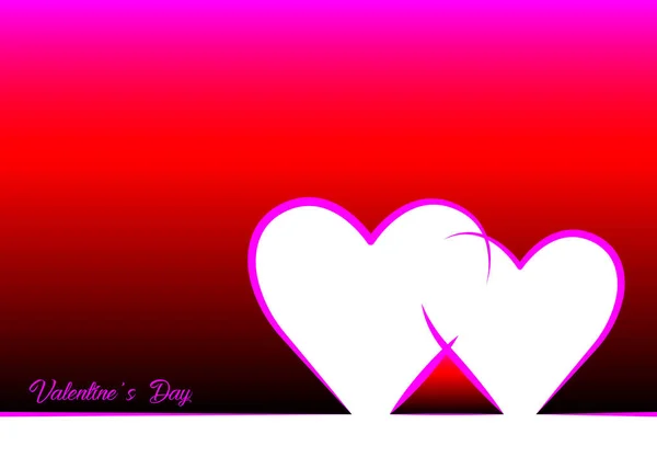 バレンタインデー赤いハートのライン スタイル、分離または赤の背景のベクトル — ストックベクタ