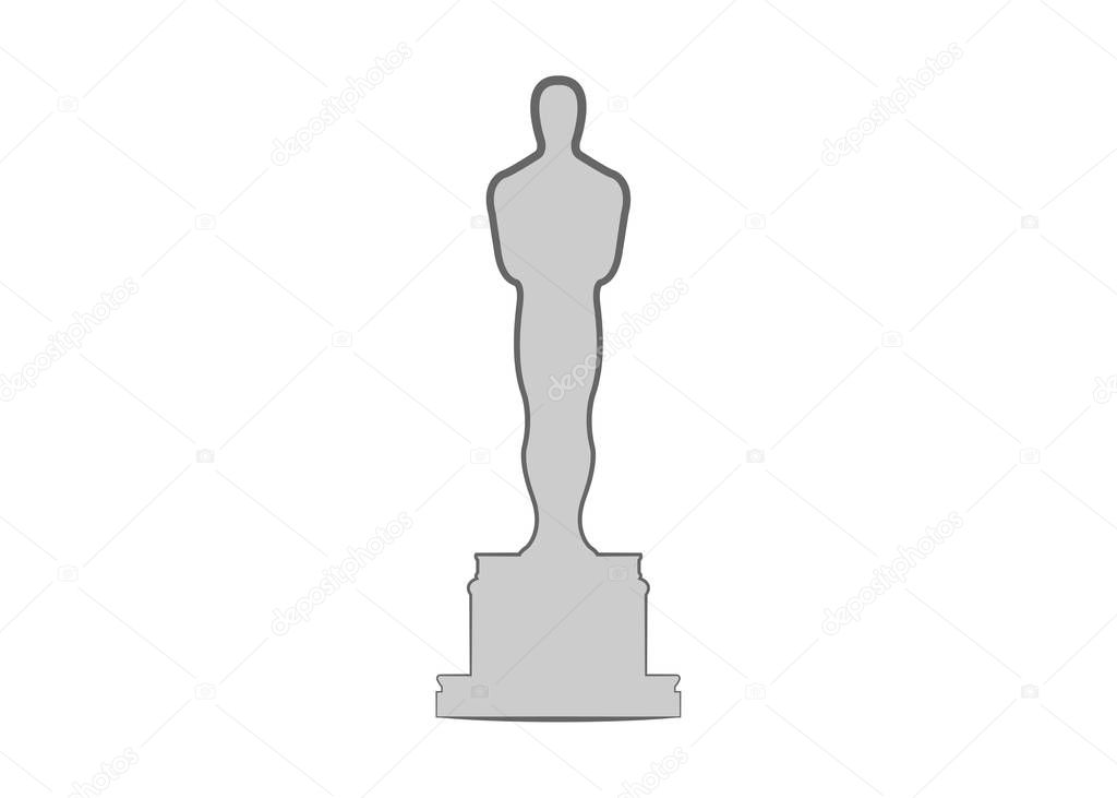 Academy award icon in flat style isolated. Silhouette statue icon. Films and cinema symbol stock vector illustration.