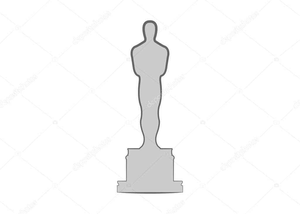 Academy award icon in flat style isolated. Silhouette statue icon. Films and cinema symbol stock vector illustration.