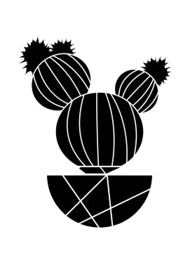 Basit düz kaktüs vektör simgesi. Beyaz arka plan üzerinde izole çiçek piktogram ile çiçek açması kaktüs