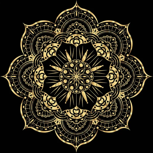 Golden Flower Mandala. Vintage decorative elements. Oriental pattern, vector illustration. Islam, Arabic, Indian, moroccan, spain, turkish, pakistan, chinese, mystic, ottoman motifs. gold luxury decor — Stock Vector