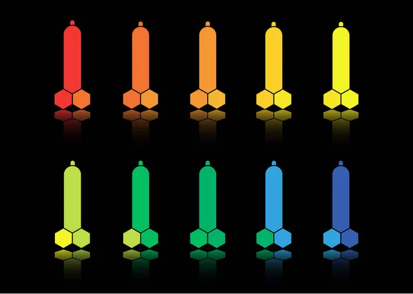 Προστατεύεται εικόνα διάνυσμα πέους με προφυλακτικό. Στυλ εικονογράφηση είναι επίπεδη εικονική χρωματιστό σύμβολο με διαφορετικές χρωματικές εκδοχές. διάνυσμα απομονωμένες ή μαύρο φόντο — Διανυσματικό Αρχείο