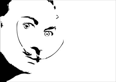 Salvador Dali' vektör portre, en az grafik izole veya beyaz arka plan 
