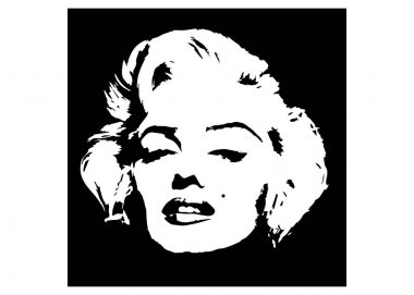 Marilyn Monroe vektör grafik portre, diva simge siyah arka plan 
