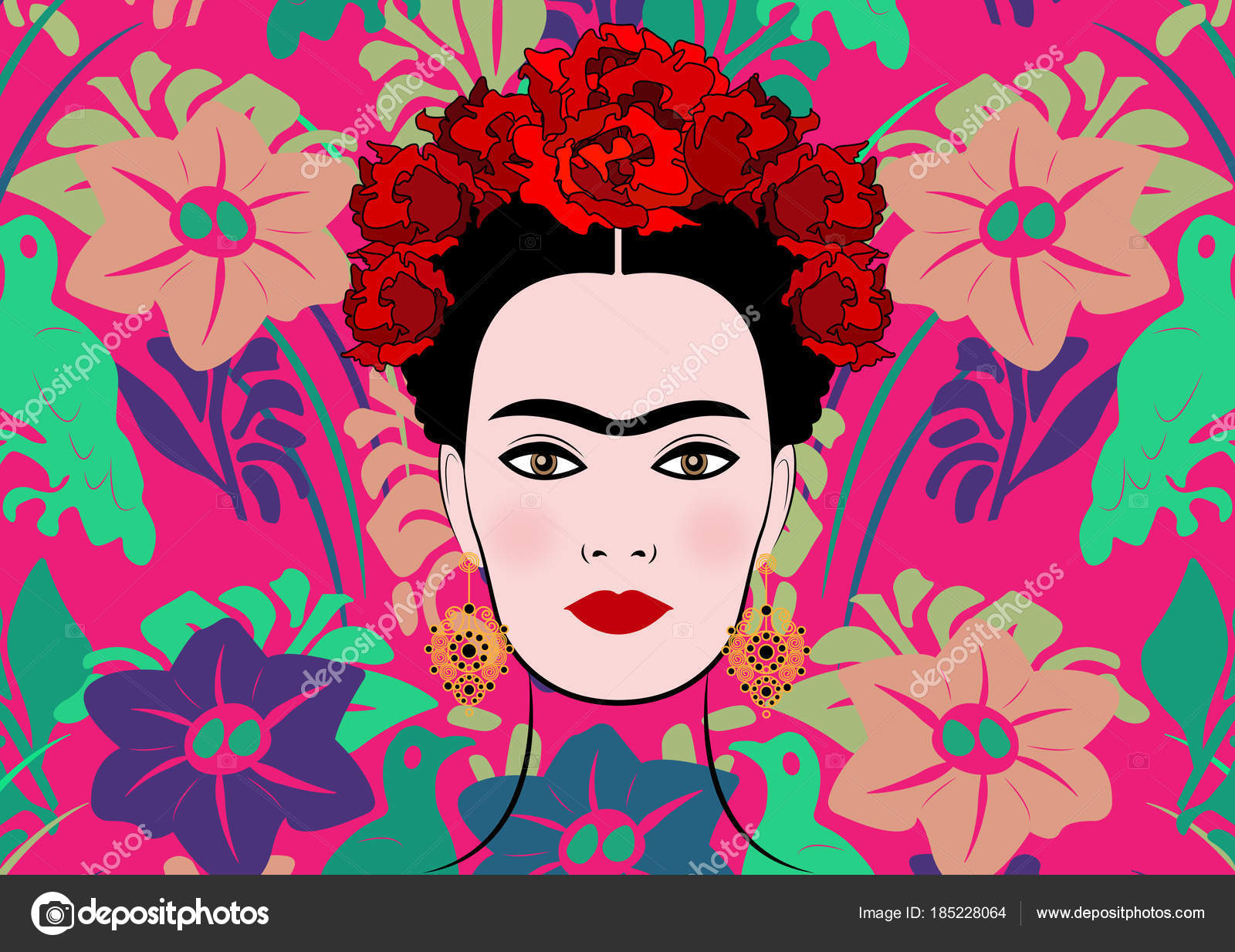 Illustration Frida Kahlo - Floral Beauty