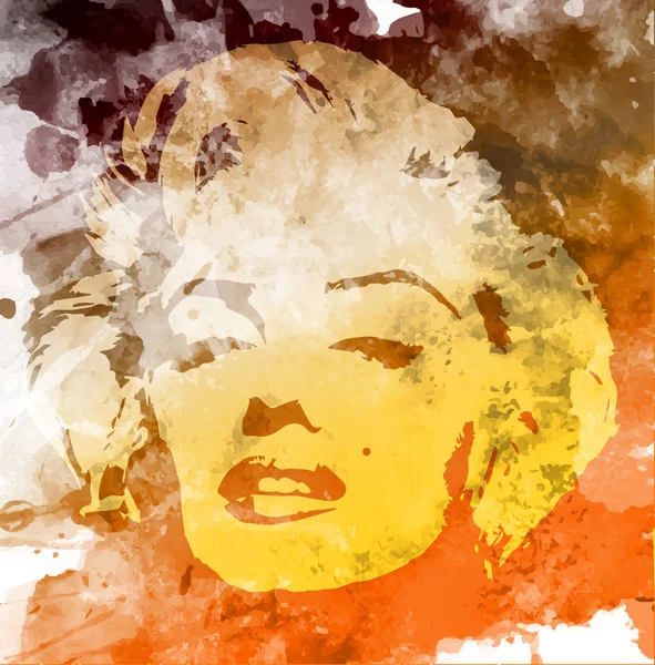 Marilyn Monroe Vektorporträt, Aquarell-Stil, Handzeichnung an der Wand — Stockvektor