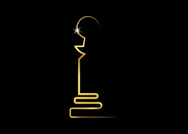 Astratto icona del logo statuetta d'oro. Premio sportivo o premi aziendali, illustrazione vettoriale sfondo nero — Vettoriale Stock