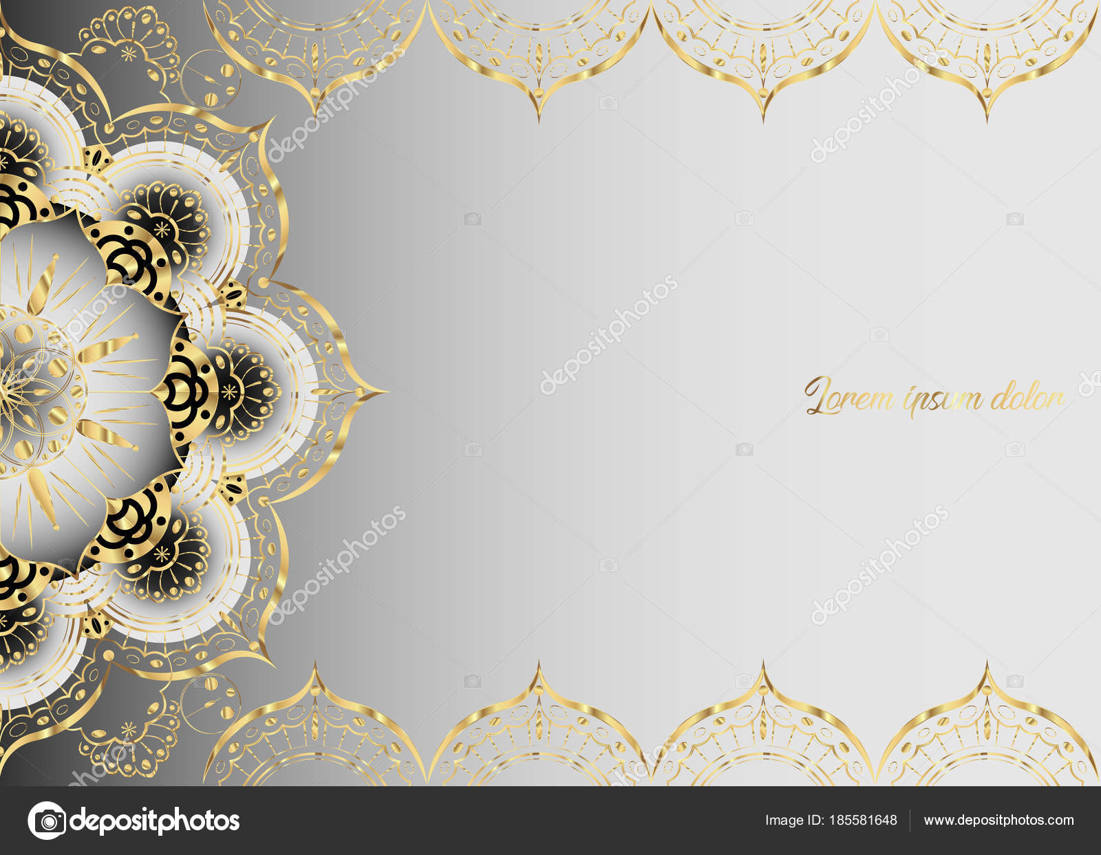 Golden Vintage Greeting Card On A White Background Luxury Ornament Template Great For Invitation Flyer Menu Brochure Postcard Background Wallpaper Decoration Any Desired Idea Vector Orient Style Stock Vector C Robin Ph 185581648