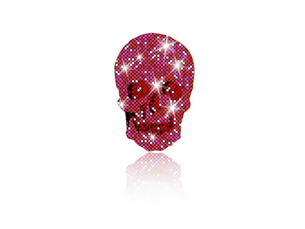 Crâne brillant d'étoiles roses scintillantes. Collection d'éléments Crâne Diamant Rose. Jour des Morts. Icône symbole design de mode modèles de mosaïque de luxe, vecteur isolé — Image vectorielle