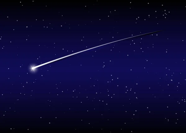 Shooting star background against dark blue starry night sky, vector illustration — Stock Vector