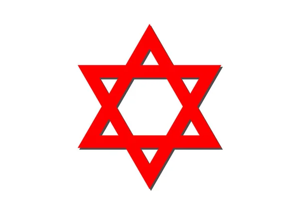 Vector symbol of Judaism religion, Red Star of David — Stock Vector