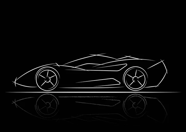 Diseño de coche estilizado, ilustración vectorial en blanco y negro — Vector de stock