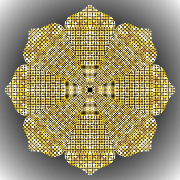Textura de Mandala dorada con mosaicos dorados en estilo bizantino. Azulejos de mosaico de color antiguo en estilo antiguo. Textura de adoquín para su diseño, Patrón de pavimentación de placas de piedra. Vector aislado — Archivo Imágenes Vectoriales