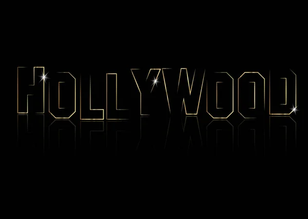 ハリウッド黄金ベクトルのロゴ、ゴールド ライン文字分離または黒の背景 — ストックベクタ
