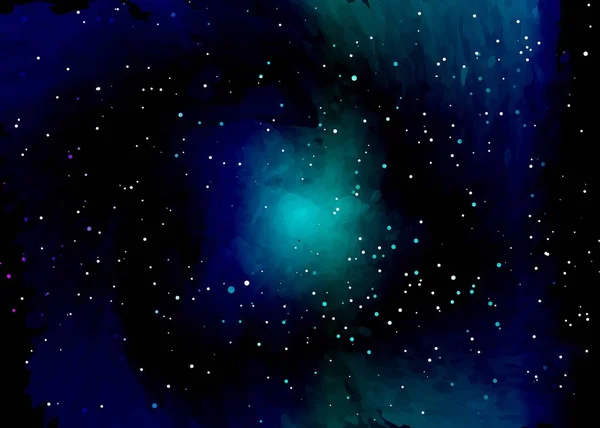 Campo estelar no espaço e uma nebulosa. Contexto abstrato do universo e um congestionamento de gás. Espaço galáctico espiral com buracos negros. Nebulosa vetorial, para uso em projetos de ciência, pesquisa e educação — Vetor de Stock