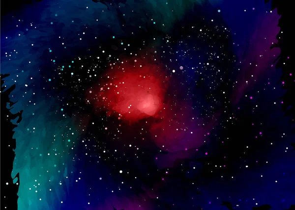 Campo estelar en el espacio y una nebulosa. Antecedentes abstractos del universo y una congestión de gas. Espacio galaxia espiral con agujeros negros. Nebulosa vectorial, para uso con proyectos de ciencia, investigación y educación. Ilustración vectorial para su diseño, obras de arte — Vector de stock