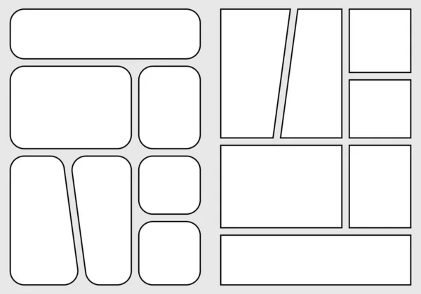 Modelo de layout de storyboard mangá para criar rapidamente o estilo de quadrinhos. O design A4 da proporção de papel é adequado para impressão. Vetor isolado — Vetor de Stock