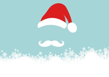 Noel kartı. Mutlu Noeller ve Noel Baba ve kar yağışlı yeni yılınız kutlu olsun. Moda kartı düz stili