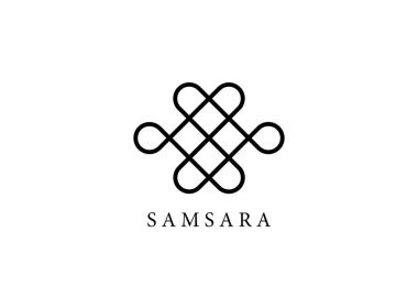 Samsara icon. Guts of Buddha, The bowels of Buddha. The Endless knot or Eternal knot, happiness node, symbol of inseparability and dependent origination of existence and all phenomena in Universe clipart
