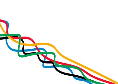 Olimpiyat oyunları vektör geçmişi. Beyaz arkaplanda izole edilmiş olimpiyat rengine sahip soyut kıvırcık çizgi