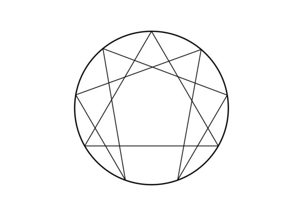 Ikona Enneagramu, posvátná geometrie, vektorová ilustrace izolovaná na bílém pozadí — Stockový vektor
