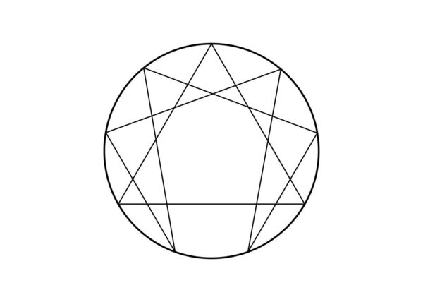 Иконка эннеаграммы, сакральная геометрия, векторная иллюстрация на белом фоне
 