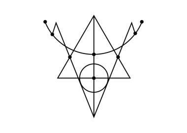 Koruma mührü. Sihirli Tılsımlar. Dövme, logo ve parmak izi olarak kullanılabilir. Wiccan okült sembolü, kutsal geometri, beyaz arkaplanda izole edilmiş vektör