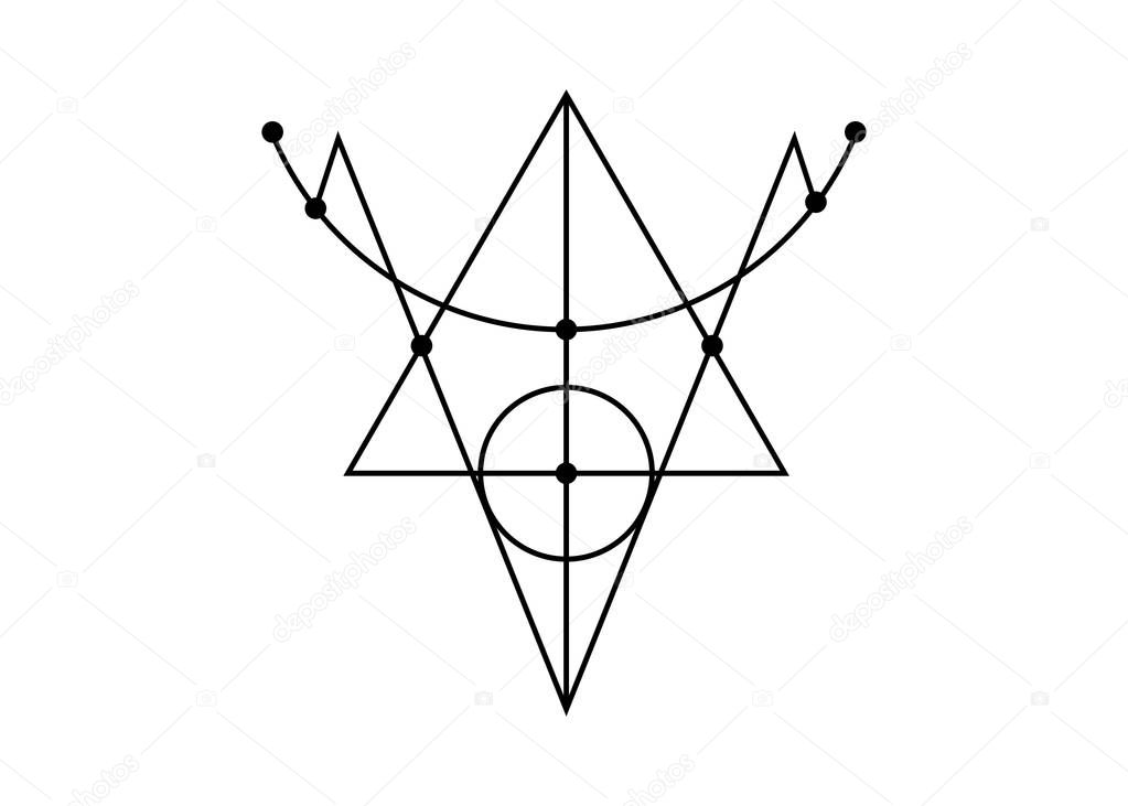 Sigil of Protection. Magical Amulets. Can be used as tattoo, logos and prints. Wiccan occult symbol, sacred geometry, vector isolated on white background