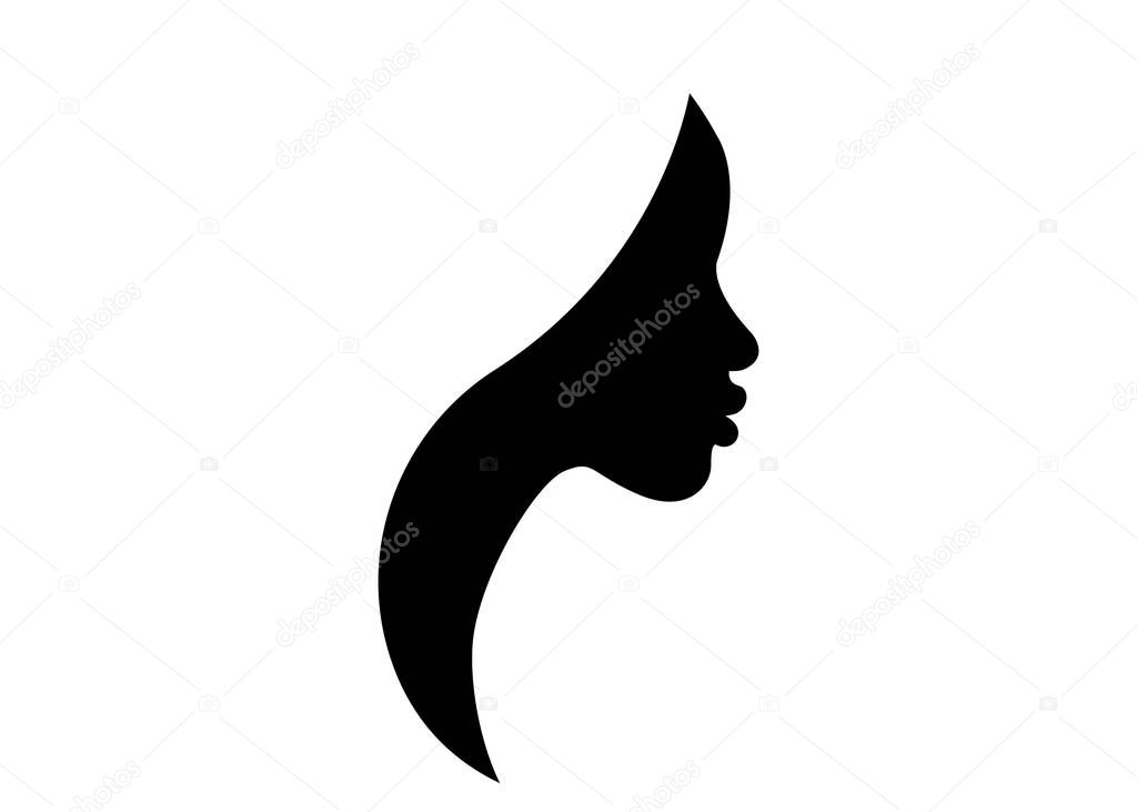 African american woman face profile. Women profile silhouette on the white background. Vector illustration isolated