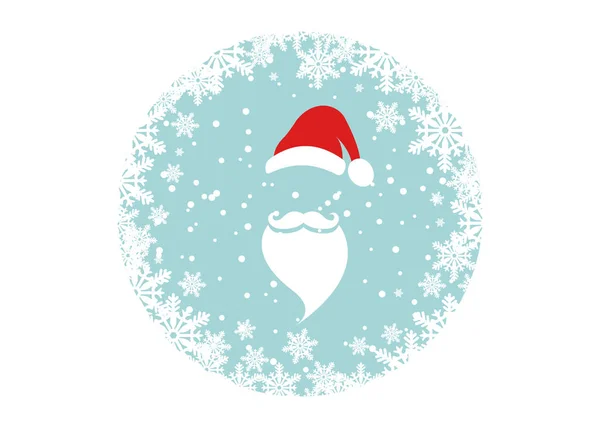 クリスマスカードかわいいサンタクロースと雪、雪のラウンドスタイルでメリークリスマスとハッピー新年の挨拶。ファッションカードフラットスタイル — ストックベクタ