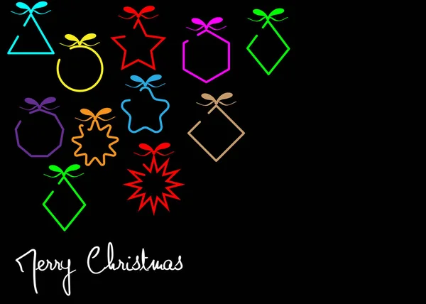 Mode banner Gott Nytt År, färgglada Merry Christmas Balls isolerad på svart bakgrund — Stock vektor