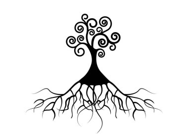 Yaşam Ağacı, Ağaç Doğal Logosu ve Siyah Ağaç Ekolojik İllüstrasyon Sembolü Beyaz zemin üzerinde izole edilmiş ikon vektör tasarımı