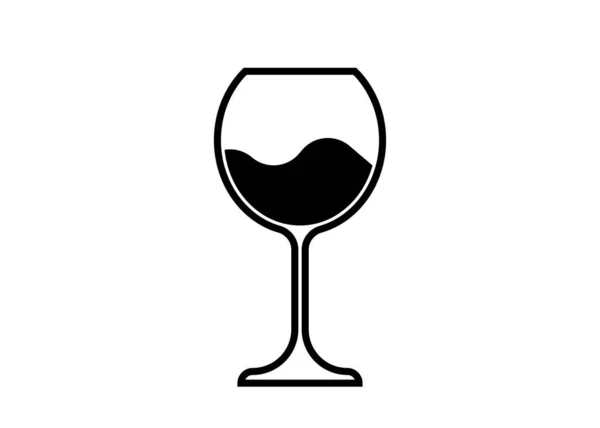 Wine Glass Icon, Wineglass λογότυπο, Glassware Εικονίδιο Διάνυσμα Art Εικονογράφηση απομονωμένο ή λευκό φόντο — Διανυσματικό Αρχείο