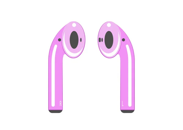Draadloos koptelefoon concept icoon, vector geïsoleerd op witte achtergrond. Fashion Draadloze elektronica oortelefoons in roze kleur — Stockvector