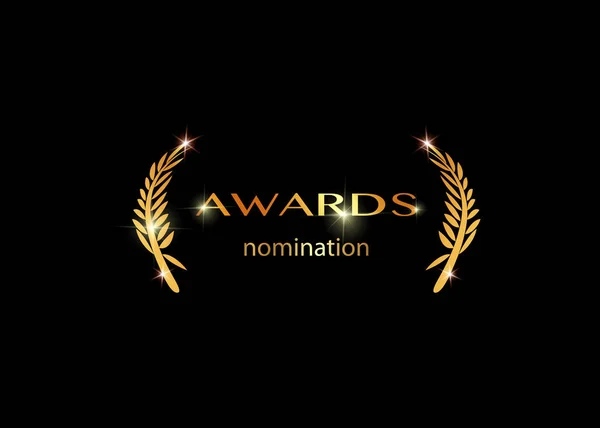 Gold vector best awards nomination concept template with golden shiny text isolated or black background. Award prize icon — 스톡 벡터