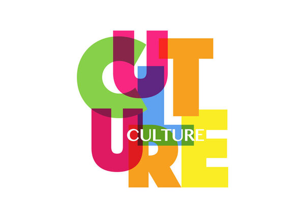 Culture concept letters banner, colorful vector typography logo, isolated on white background 