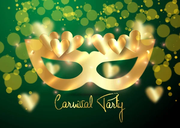 Carnival Party, Luxury Golden Carnival Mask, Masquerade, Mardi Gras. Carnival gold streamers design, Night Party Poster, Dance Party Flyer, Musical Party Banner, Vector Vip Carnival Invitation