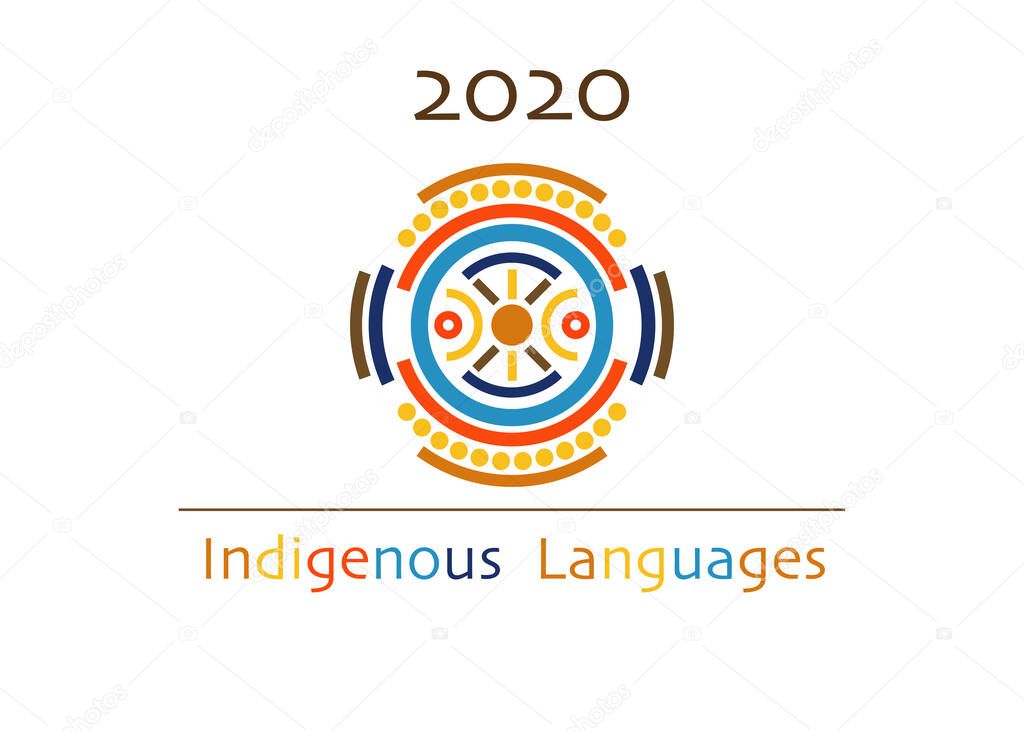 indigenous languages concept, 2020 international year of indigenous culture languages, logo. Cultural diversity word cloud concept, vector isolated on white background 