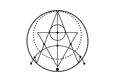 Koruma mührü. Sihirli Tılsımlar. Dövme, logo ve parmak izi olarak kullanılabilir. Wiccan okült sembolü, kutsal geometri, beyaz arkaplanda izole edilmiş vektör 