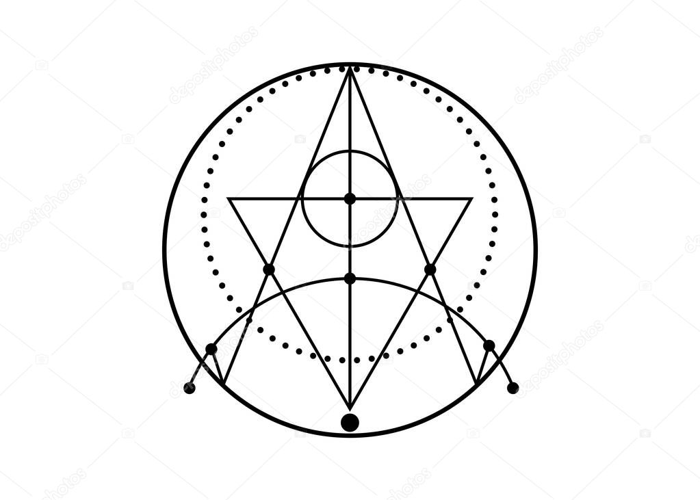 Sigil of Protection. Magical Amulets. Can be used as tattoo, logos and prints. Wiccan occult symbol, sacred geometry, vector isolated on white background
