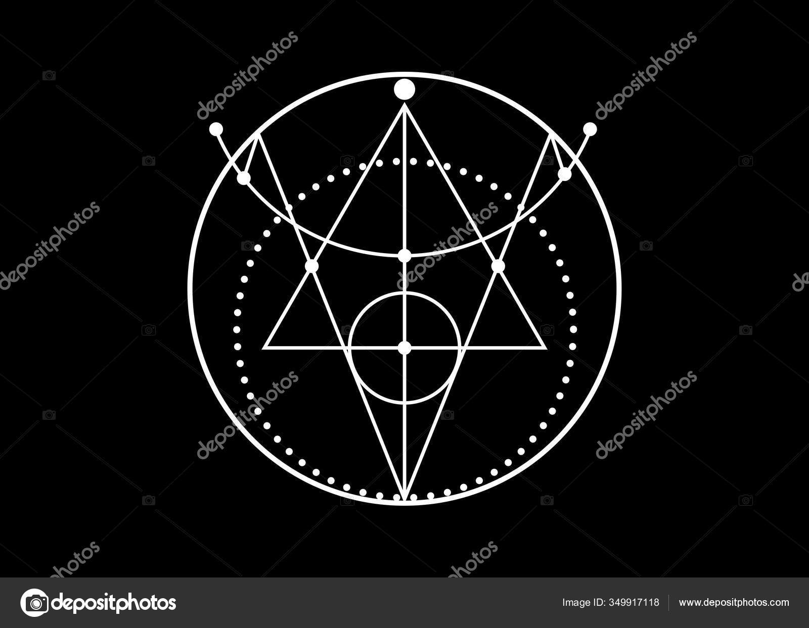 Set of occult symbols Leviathan Cross pentagram Lucifer sigil and 666 the  number of the beast hand drawn black and white isolated vector  illustration Blackwork flash tattoo or print design Stock Vector 