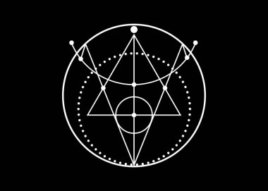 Sigil of Protection. Magical Amulets. Can be used as tattoo, white logos and prints. Wiccan occult symbol, sacred geometry, vector isolated on black background clipart