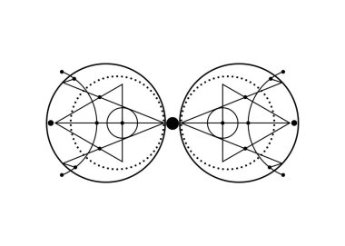 Koruma mührü. Sihirli Tılsımlar. Dövme, logo ve parmak izi olarak kullanılabilir. Wiccan okült sembolü, kutsal geometri, beyaz arkaplanda izole edilmiş vektör
