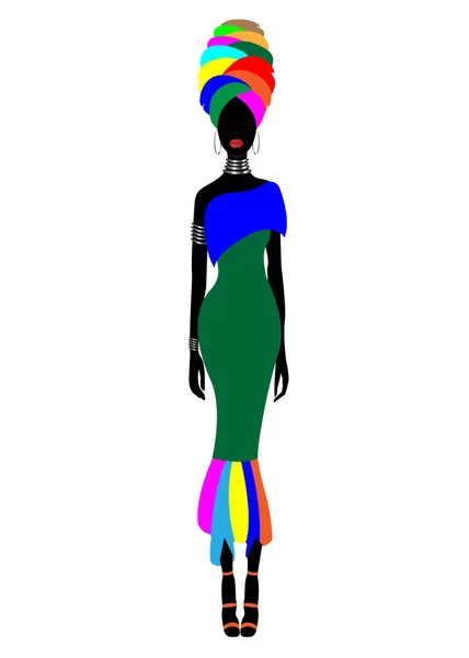 Африканское Женское Платье Женская Одежда Анкарой Платье Хики Разноцветное Облегающее — стоковый вектор