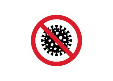 Koronavirüsü imzalayın. Koronavirüsü durdurun. Coronavirüs salgını. Coronavirus tehlikesi ve halk sağlığı risk hastalığı ve grip salgını. Tehlikeli hücrelerle salgın hastalık konsepti. Vektör izole edildi