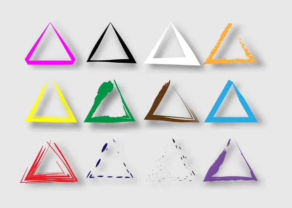 Τριγωνική Συλλογή Γραμματοσήμων Grunge Triangles Banners Insignias Frames Logos Icons — Διανυσματικό Αρχείο