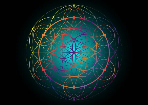 Frö Liv Symbol Helig Geometri Geometrisk Mystisk Mandala Alkemi Esoteriska — Stock vektor